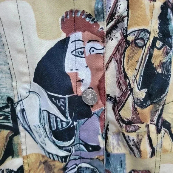 Kaktus Wearable Art Picasso Jacket Button Up Plus Size 1x - Picture 3 of 4
